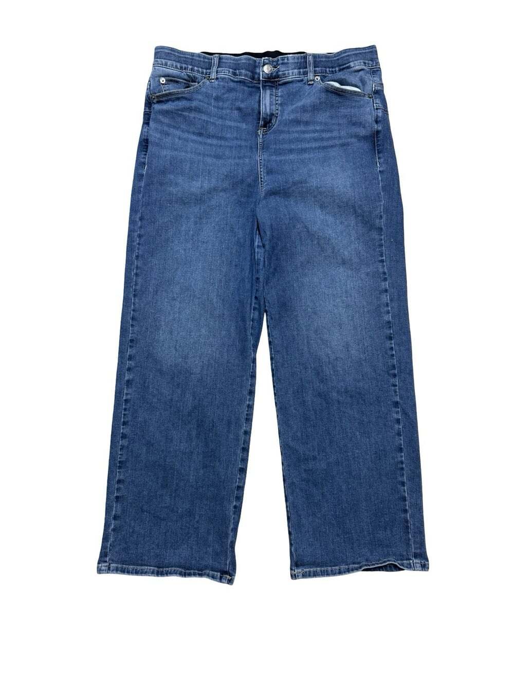 Torrid Bombshell Wide Leg Super Soft Blue Solid Denim Jeans Zip Button